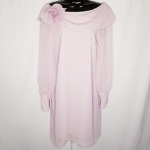 SLNY  Lavender off shoulder flower Pendant Dress